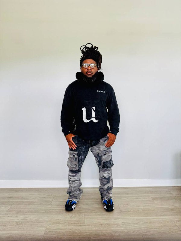 Kar’Davei Cropped Hoodie Black/White